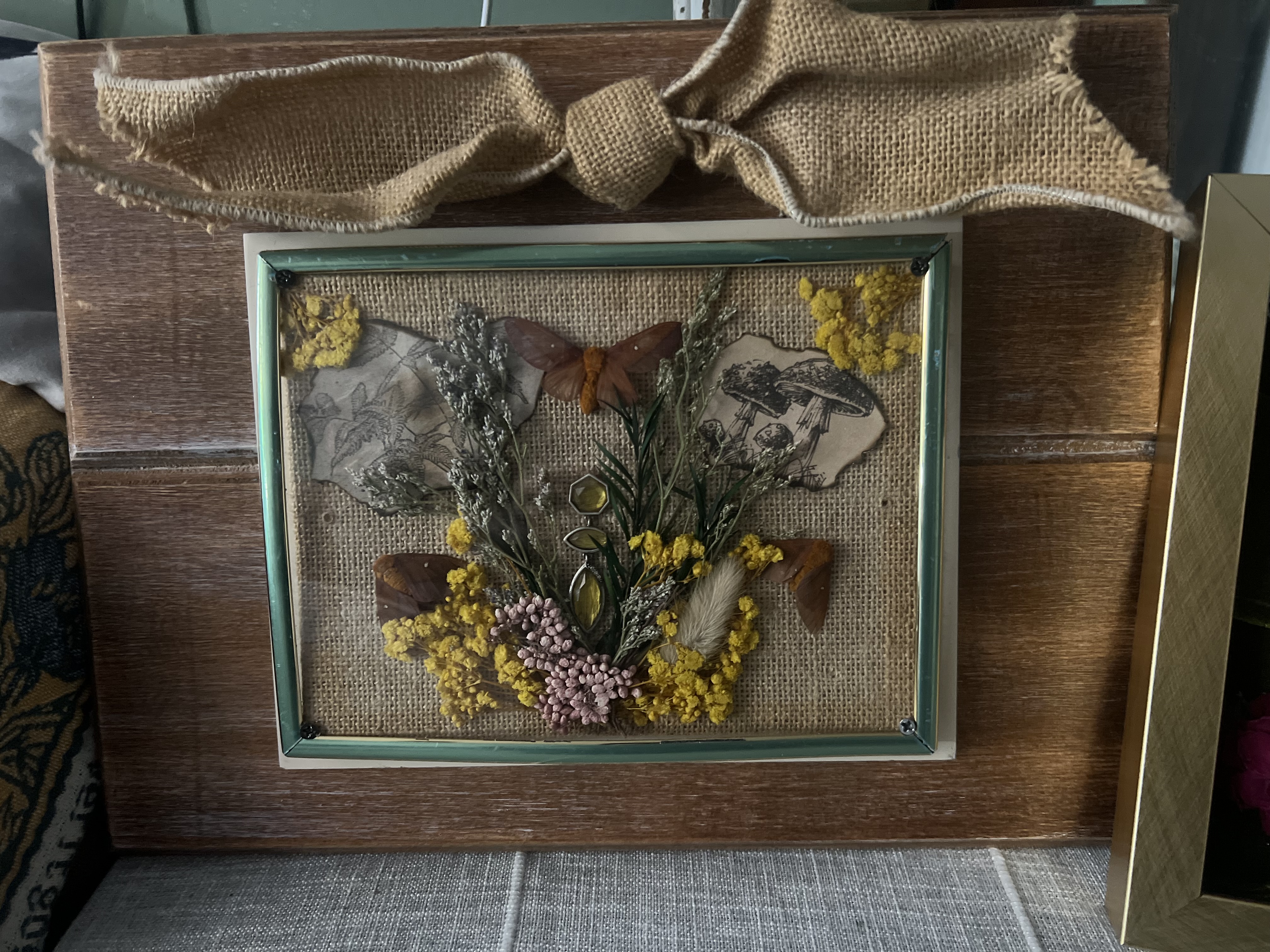 Burlap moth frame — Belmont Batcave
