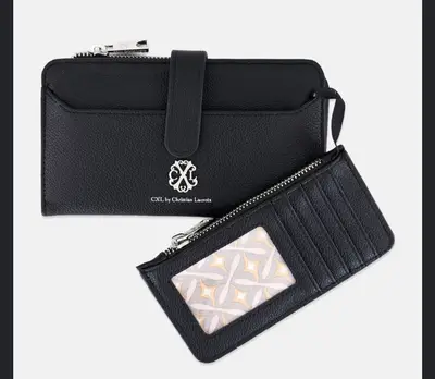 CXLWH24047 Black Bryce Pebble ID Fold Zipper Wallet by Christian Lacriox NWT — view 5