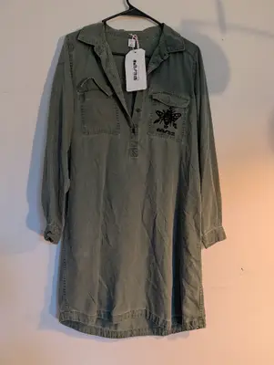 Salt//Mud Harpy Green Long Sleeve Collared Dress — view 2