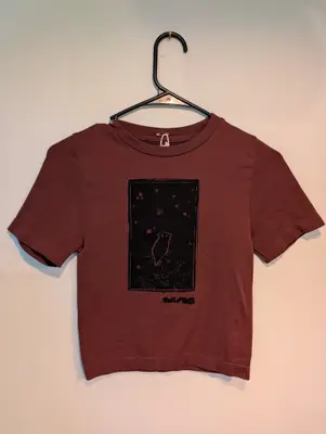 Salt//Mud Great Horned Owl Burgundy Crop Tshirt — view 1