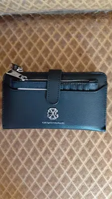 CXLWH24047 Black Bryce Pebble ID Fold Zipper Wallet by Christian Lacriox NWT — view 1