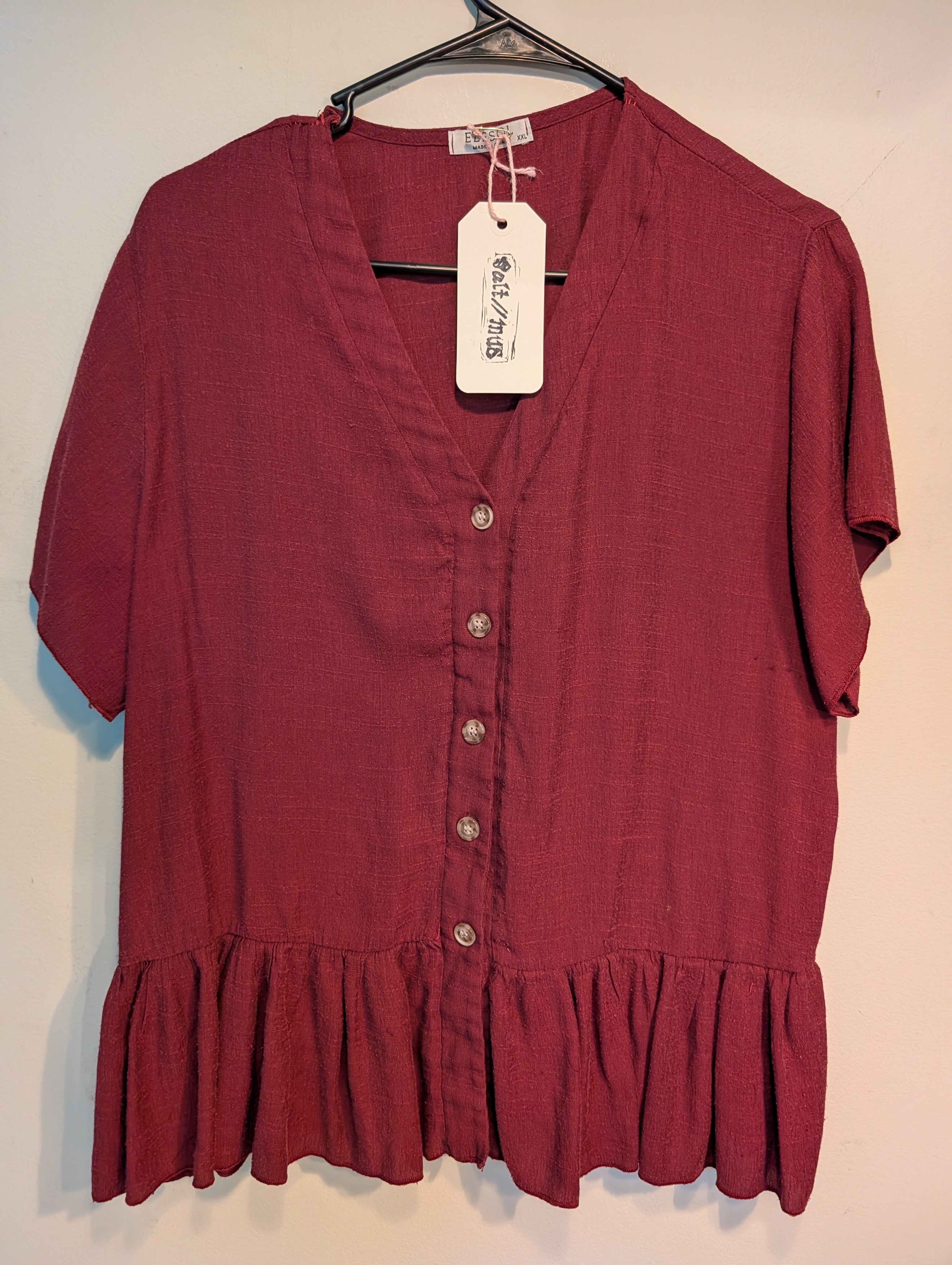 Salt//Mud Swallowtail Burgundy Blouse — Belmont Batcave