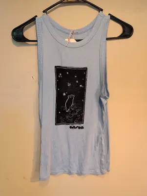 Salt//Mud Great Horned Owl Blue Tank — view 1