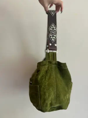 vintage green suede Tylie Malibu hobo shoulder bag — view 4