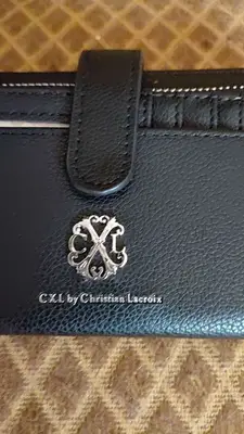 CXLWH24047 Black Bryce Pebble ID Fold Zipper Wallet by Christian Lacriox NWT — view 3