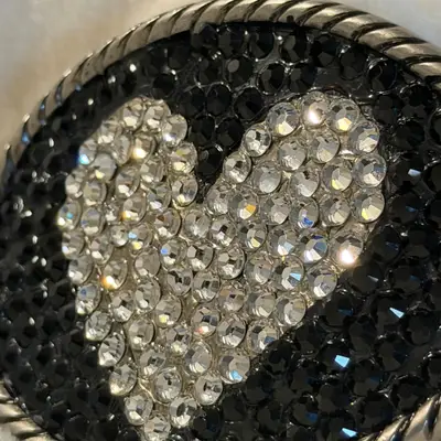 Black and Silver Heart Embellished Belt Buckle — view 3