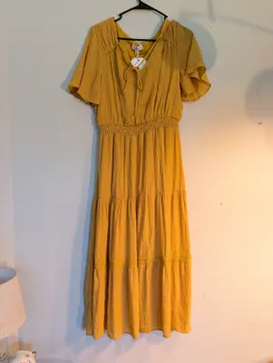 Salt//Mud Fawn Mustard BOHO Dress — view 2