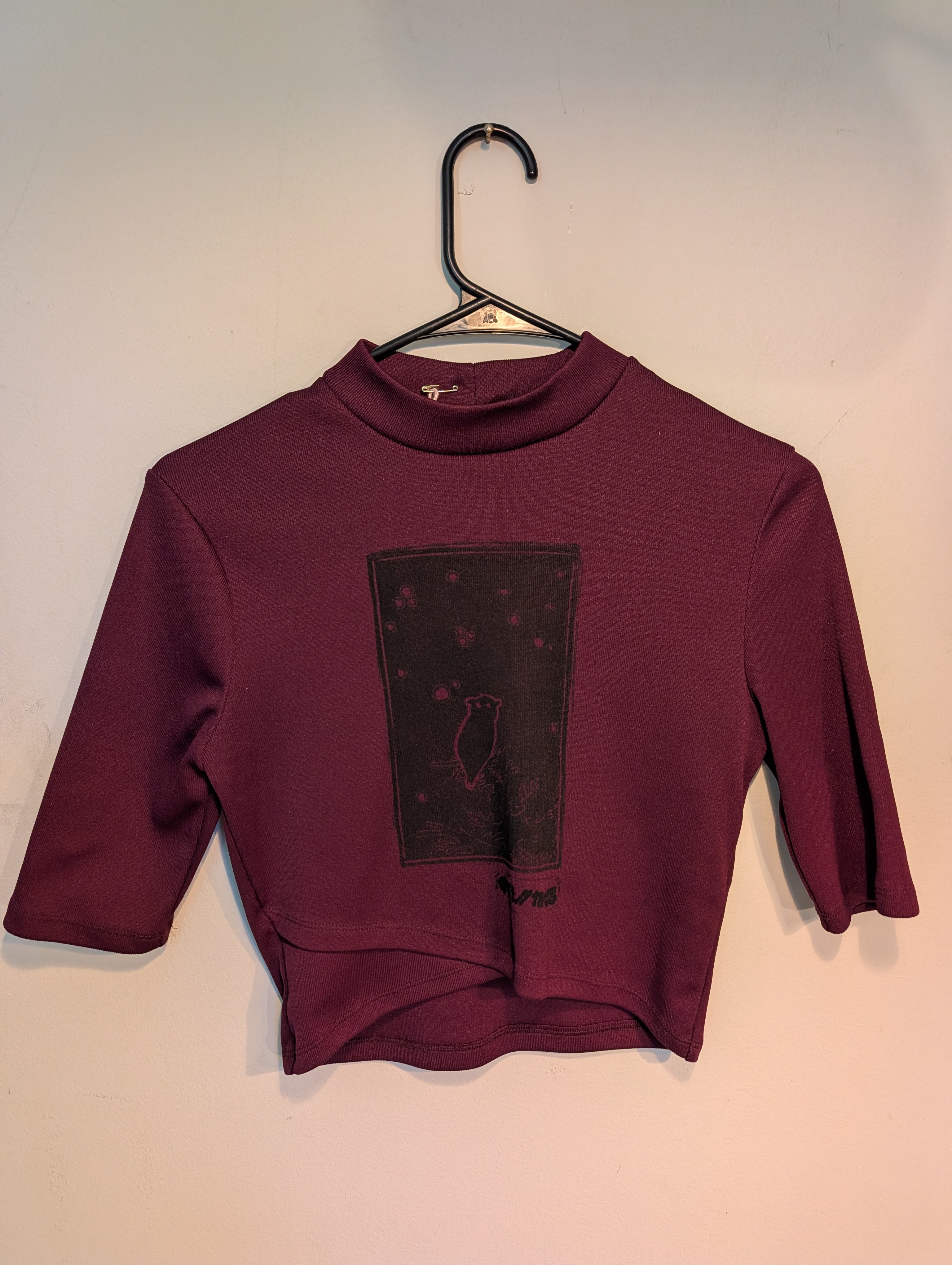 Salt//Mud Great Horned Owl Burgundy Cropped Shirt — Belmont Batcave