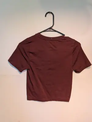 Salt//Mud Great Horned Owl Burgundy Crop Tshirt — view 2