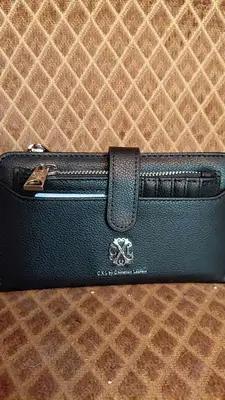 CXLWH24047 Black Bryce Pebble ID Fold Zipper Wallet by Christian Lacriox NWT — view 3