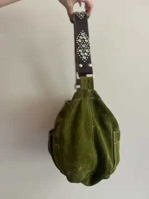 vintage green suede Tylie Malibu hobo shoulder bag — view 2