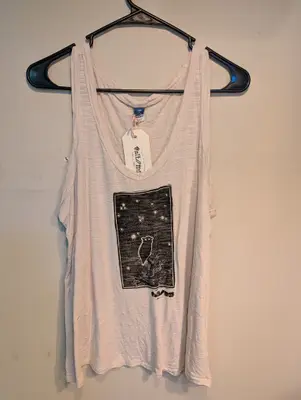 Salt//Mud Great Horned Owl White Tank — view 1