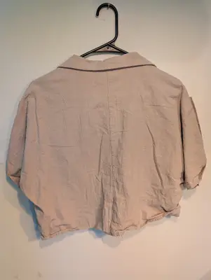 Salt//Mud Logo Beige Cropped Buttonup — view 2